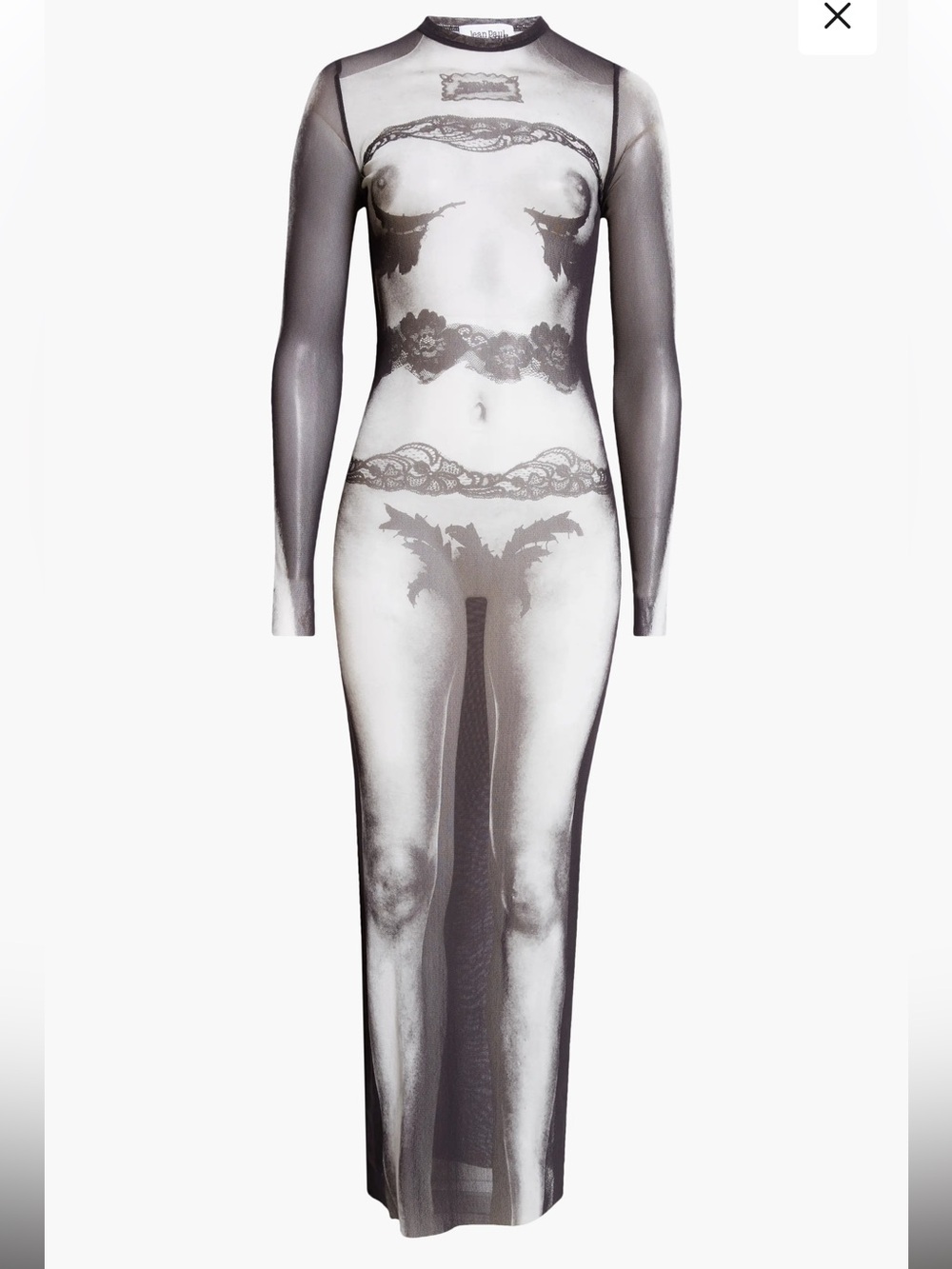 JEAN PAUL GAULTIER Body Lace Mariniere Printed Mesh Dress